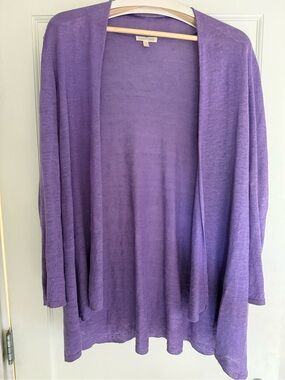 Eileen Fisher Purple Lightweight Open-Front Cardigan